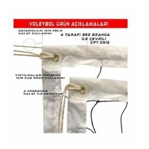 Attack Sport AVF132 Yarı Profesyonel Voleybol Filesi & Voleybol Ağı 4 Mm 10x10 Cm