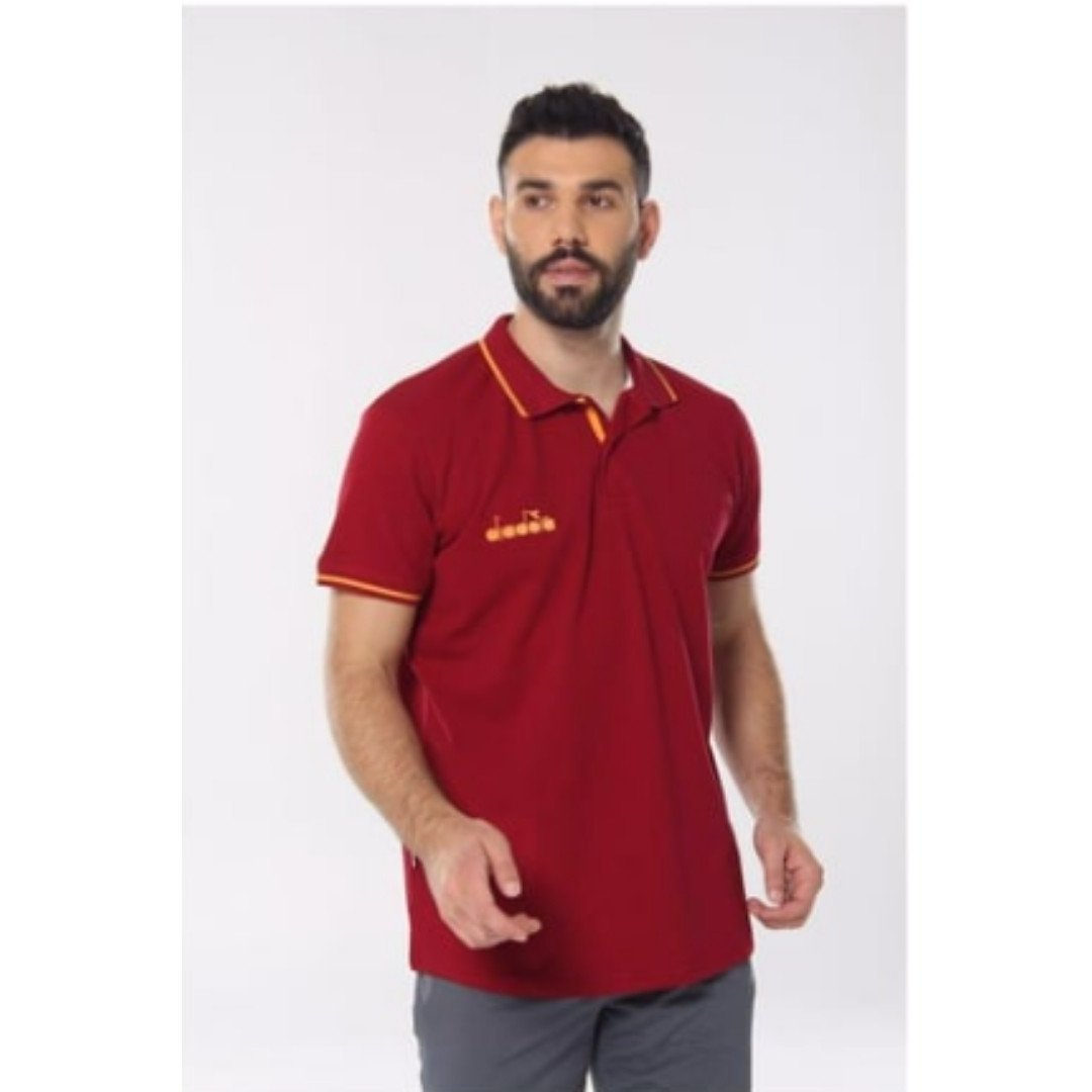 Diadora 1MPD140101 Liv Kamp Polo Yaka T-Shirt Bordo - XS