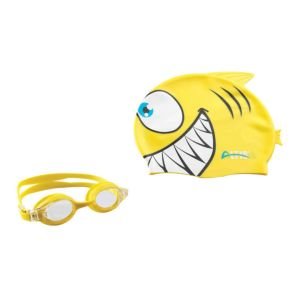 Altis BGS-11 Balık Desenli Çocuk Silikon Bone+Gözlük Set KIRMIZI