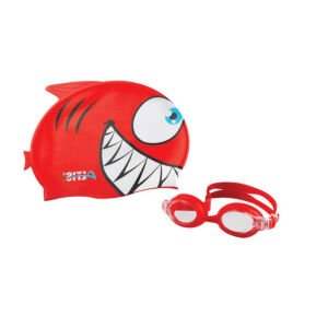 Altis BGS-11 Balık Desenli Çocuk Silikon Bone+Gözlük Set SARI