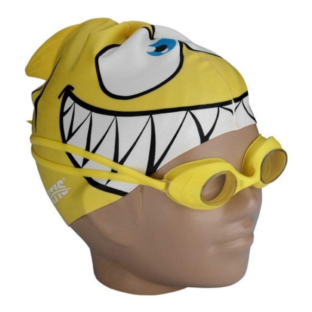 Altis BGS-11 Balık Desenli Çocuk Silikon Bone+Gözlük Set SARI