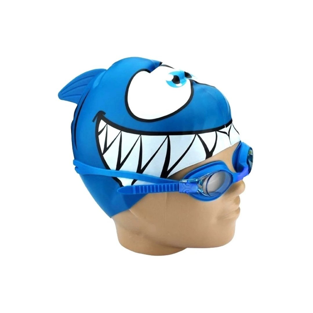Altis BGS-11 Balık Desenli Çocuk Silikon Bone+Gözlük Set MAVİ
