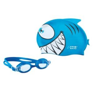 Altis BGS-11 Balık Desenli Çocuk Silikon Bone+Gözlük Set MAVİ