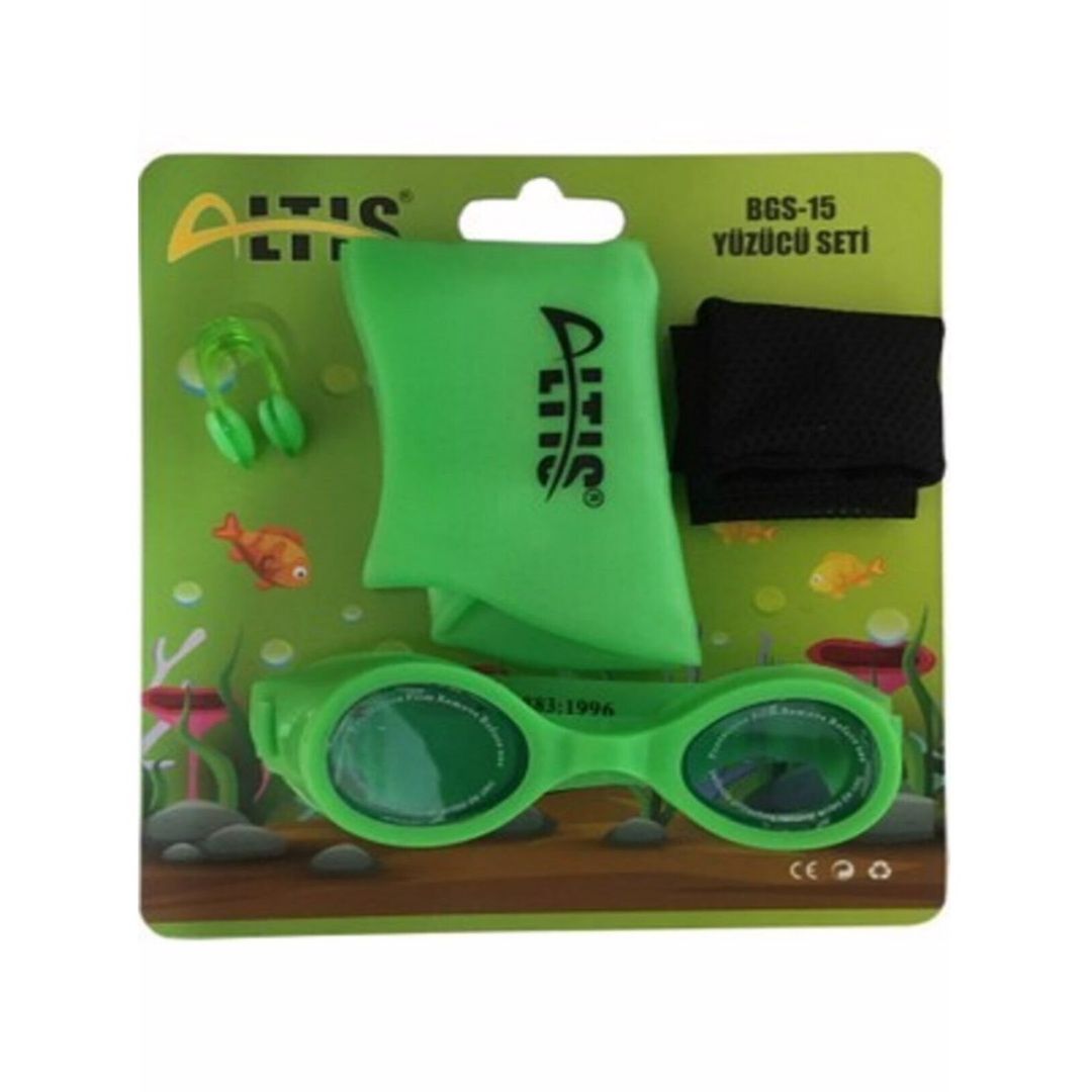 Altis BGS-15 Yüzücü Gözlüğü Seti (Bone-Tıkaç-Saklama Kutusu) YEŞİL