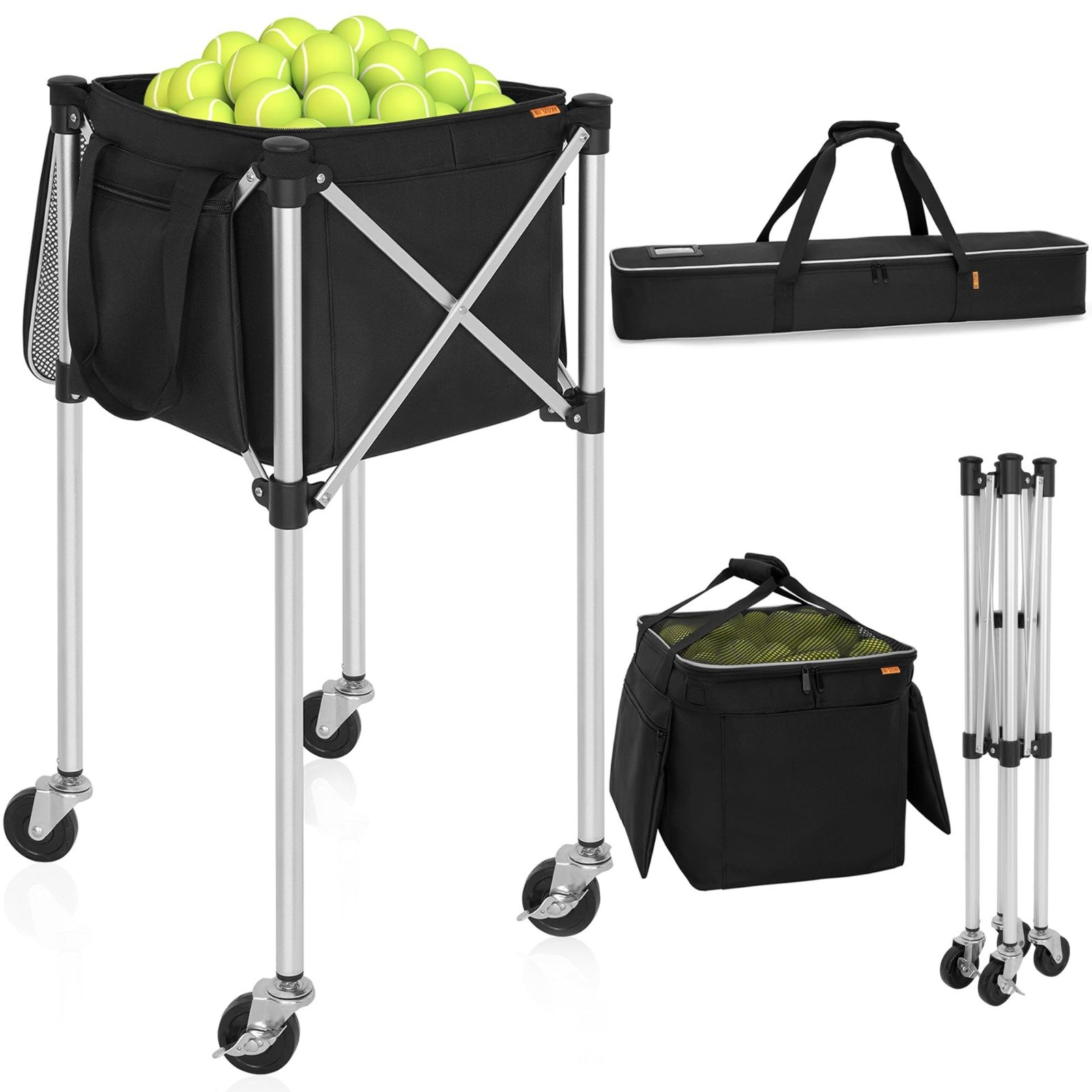 Attack 150 Top Kapasiteli Katlanabilir Tekerlekli Tenis Sepeti 57Panierba