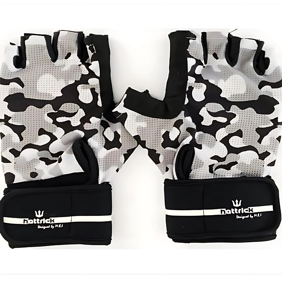 Hattrick Sportiva Kamuflaj Desenli Fitness Eldiveni Siyah - Gri - XXL